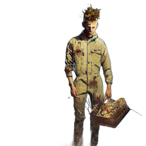 jacket, staff, weapon, hair transparent PNG cut-out