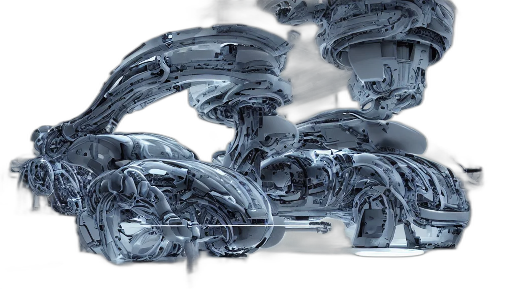 robot, 3d render, concept art, cyberpunk transparent PNG cut-out