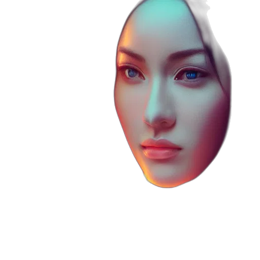 face, robot, mask, crown, photorealistic, 3d render, vaporwave, pixel art transparent PNG cut-out