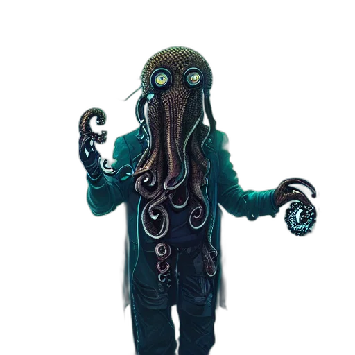 creature, staff, mask, jacket transparent PNG cut-out