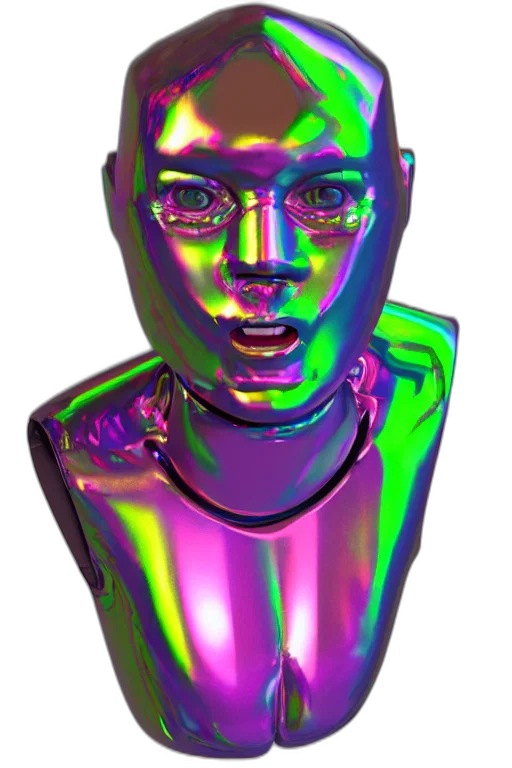 robot, face, mask, crown, vaporwave, 3d render, cyberpunk, cartoon transparent PNG cut-out