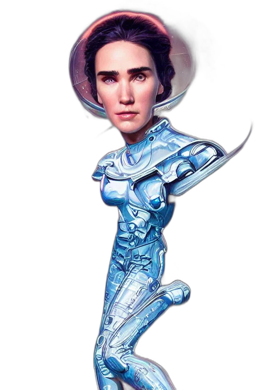 robot, staff, concept art, vaporwave transparent PNG cut-out