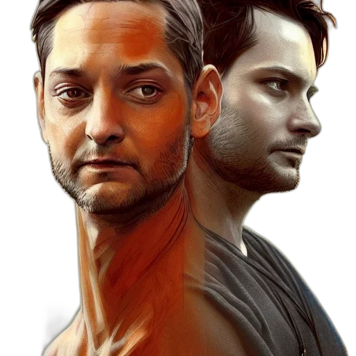 face, photorealistic, concept art, fantasy art, comic book art, golden, red, earth tones transparent PNG cut-out
