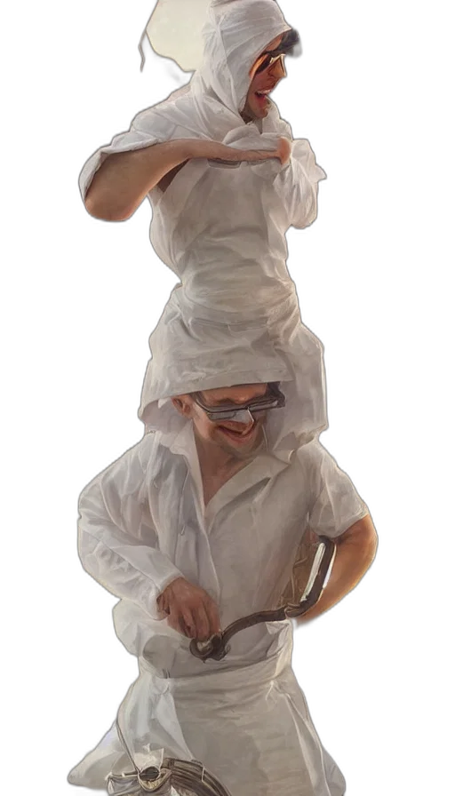 dress, mask, staff, creature transparent PNG cut-out