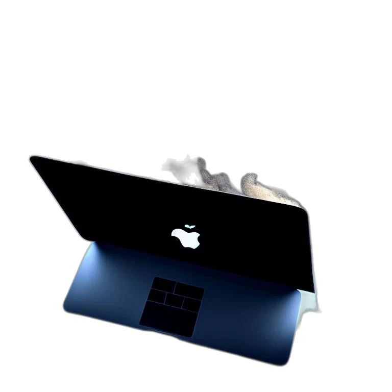 staff, jewelry, 3d render, concept art, photorealistic, portrait, macbook, disintegration transparent PNG cut-out