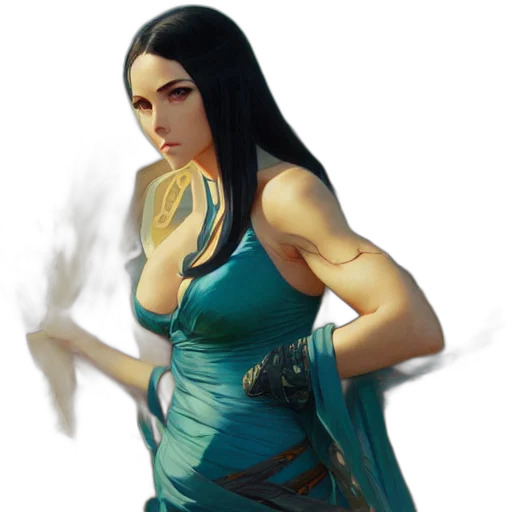 dress, staff, weapon, fantasy art transparent PNG cut-out