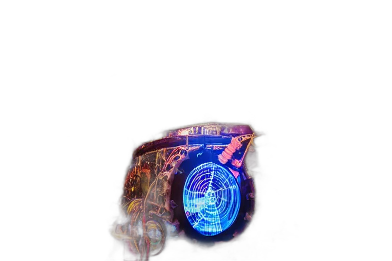 jewelry, robot, mask, weapon, cyberpunk, vaporwave, 3d render, concept art transparent PNG cut-out