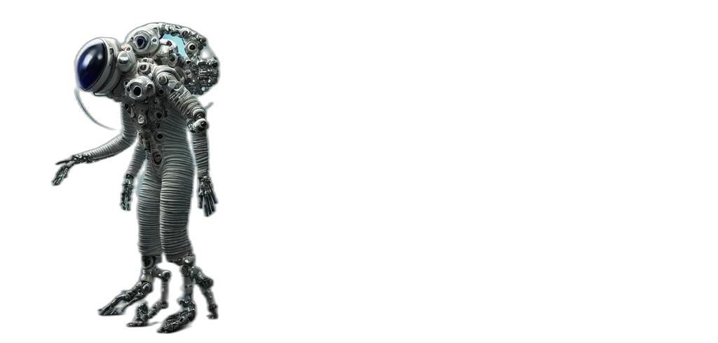 robot, staff, jewelry, creature, 3d render, concept art, comic book art, fantasy art transparent PNG cut-out