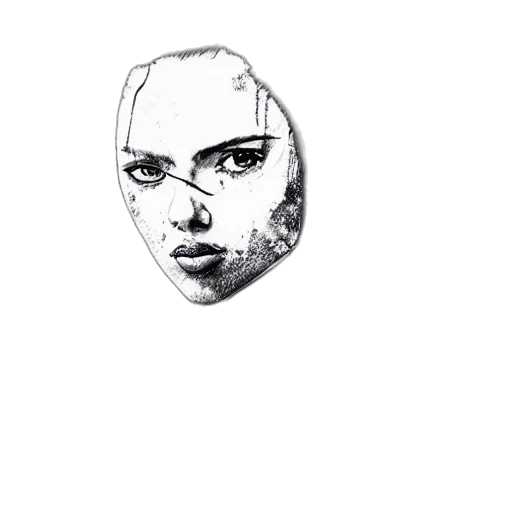 mask, face, jewelry, jacket, photorealistic, comic book art, pencil sketch, cartoon transparent PNG cut-out
