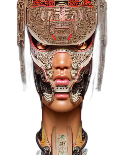 mask, face, robot, jewelry, photorealistic, 3d render, concept art, cyberpunk transparent PNG cut-out
