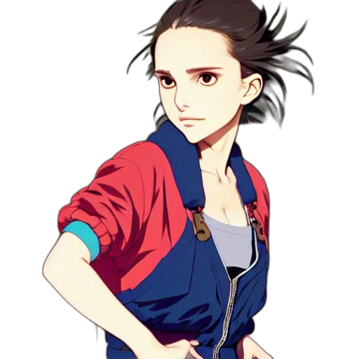 jacket, staff, face, hair transparent PNG cut-out