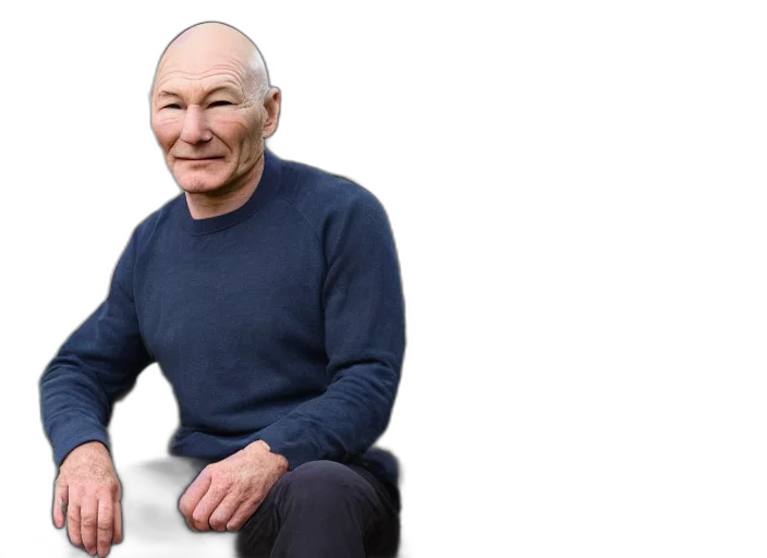 face, jacket, creature, robot, photorealistic, 3d render, patrick, stewart transparent PNG cut-out