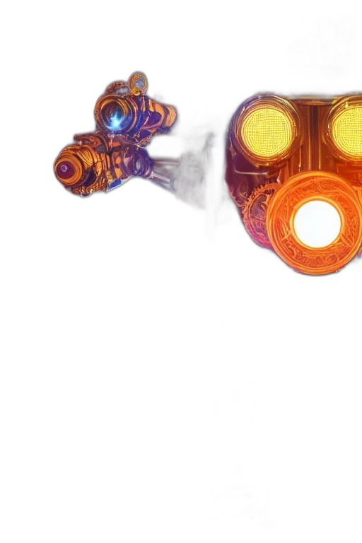weapon, robot, bottle, mask, concept art, watercolor, 3d render, comic book art transparent PNG cut-out