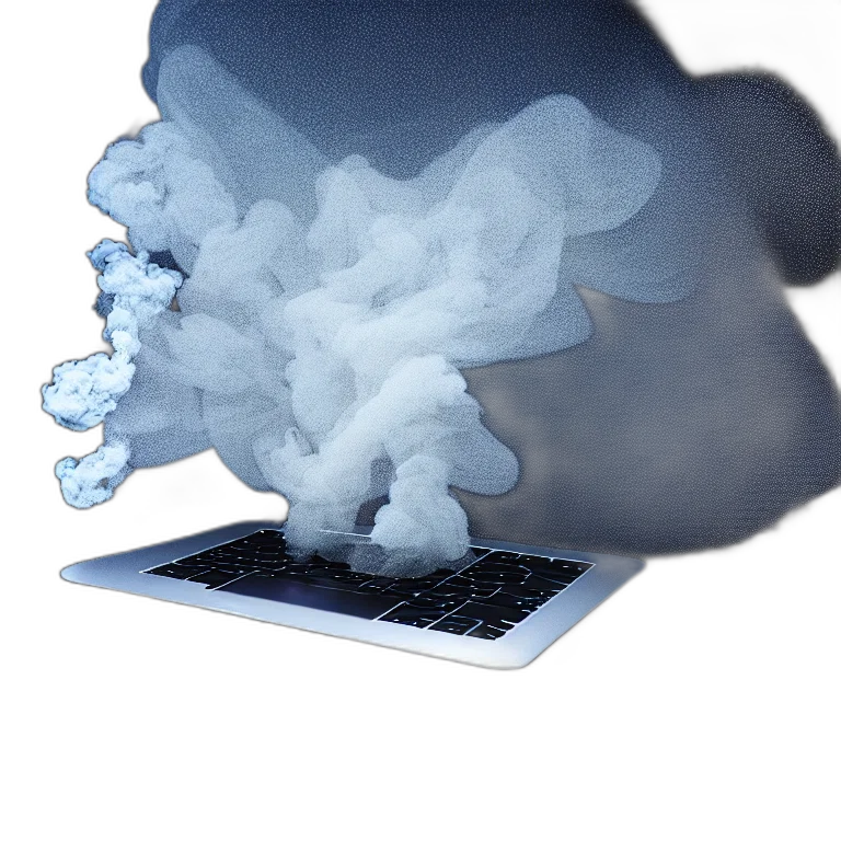 3d render, fog, photo, portrait, macbook, disintegrating, smoke, particles transparent PNG cut-out