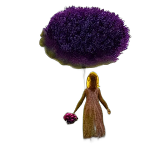 hair, flower, umbrella, crown, 3d render, concept art, photorealistic, fantasy art transparent PNG cut-out