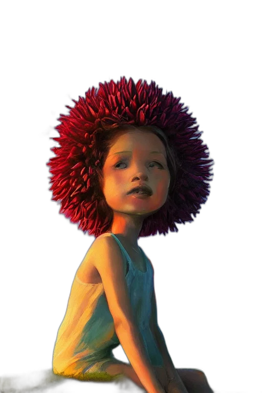 hair, hat, crown, dress, 3d render, concept art, photorealistic, oil painting transparent PNG cut-out