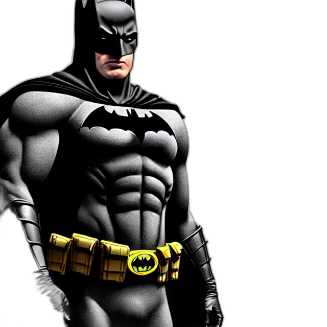 comic book art, concept art, 3d render, photorealistic, batman, fit, body, highly transparent PNG cut-out