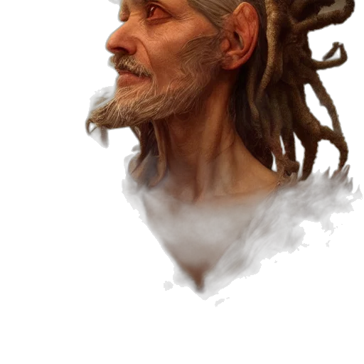face, mask, staff, hair, photorealistic, fantasy art, concept art, watercolor transparent PNG cut-out
