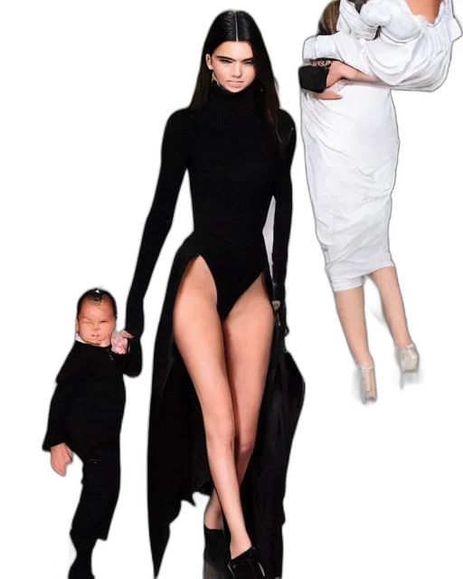 dress, creature, kendall, jenner, walking, runways, paris, while transparent PNG cut-out