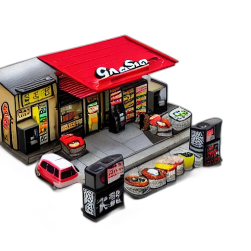 food, car, building, 3d render, concept art, photorealistic, pixel art, gas transparent PNG cut-out