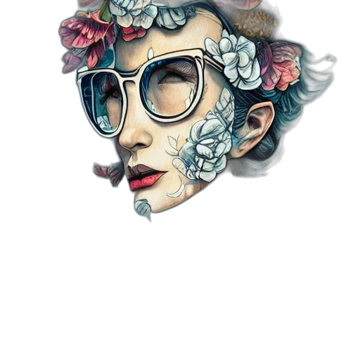 mask, face, crown, flower, watercolor, fantasy art, concept art, photorealistic transparent PNG cut-out