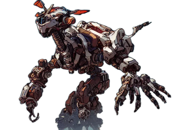 robot, weapon, animal, dragon, concept art, fantasy art, pixel art, 3d render transparent PNG cut-out