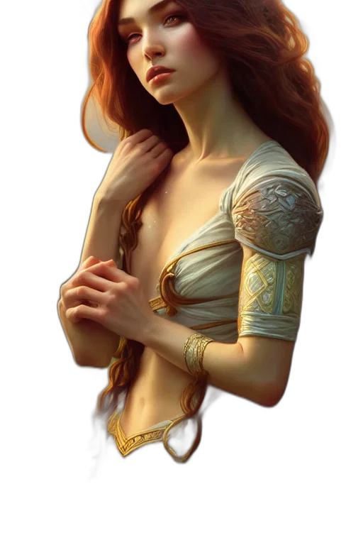 jewelry, dress, crown, staff, fantasy art, concept art, photorealistic, pixel art transparent PNG cut-out