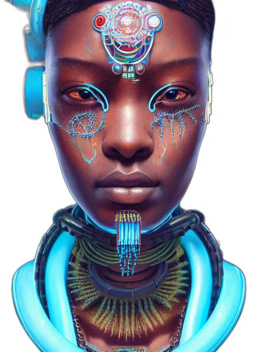 robot, face, jewelry, mask, cyberpunk, concept art, 3d render, fantasy art transparent PNG cut-out