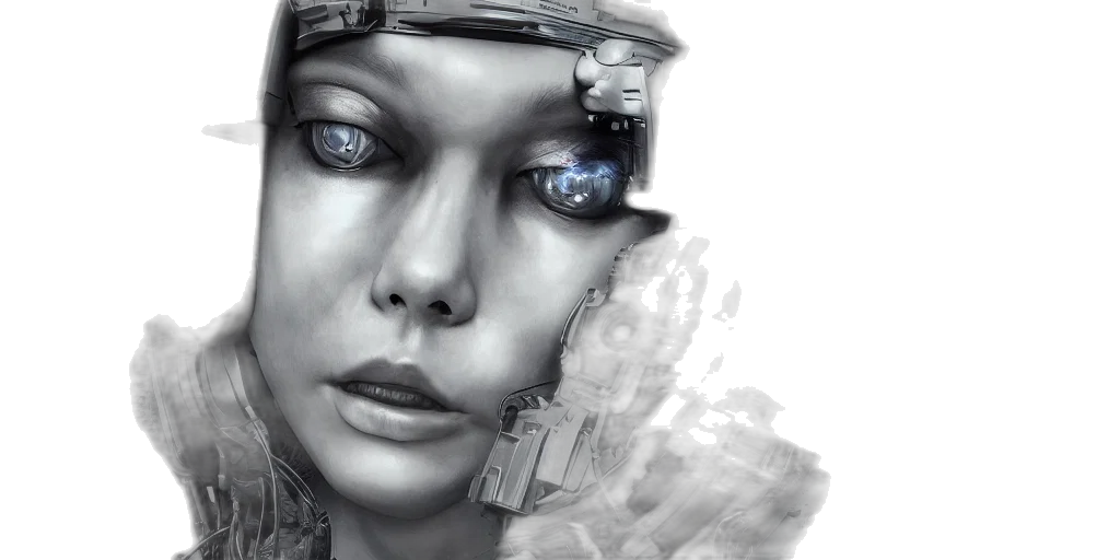robot, face, cyberpunk, concept art transparent PNG cut-out