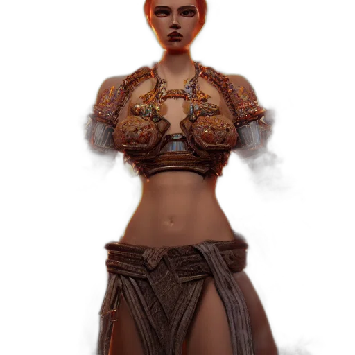 dress, staff, jewelry, concept art, fantasy art, 3d render, photorealistic, fire transparent PNG cut-out