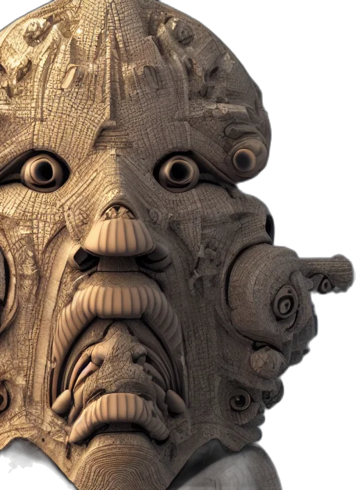 mask, face, creature, 3d render transparent PNG cut-out