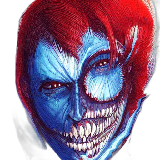 mask, face, creature, comic book art, watercolor, concept art, fantasy art, blue transparent PNG cut-out