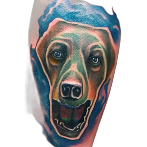 animal, photorealistic, watercolor, tattoo, style, man, bear, head transparent PNG cut-out
