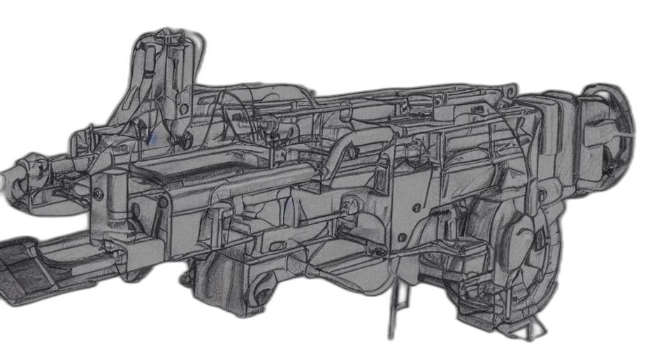 car, furniture, weapon, robot, concept art, 3d render, pencil, sketch transparent PNG cut-out