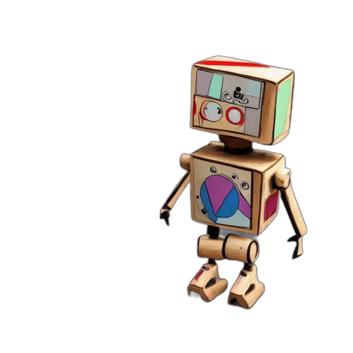robot, staff, 3d render, concept art, pixel art, cartoon, art, cute transparent PNG cut-out