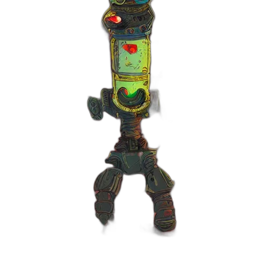 robot, staff, bottle, weapon, 3d render, concept art, fantasy art, pixel art transparent PNG cut-out