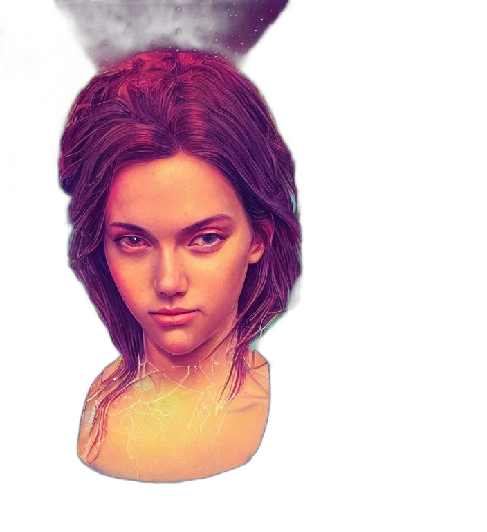 face, jacket, mask, hair, photorealistic, concept art, fantasy art, comic book art transparent PNG cut-out