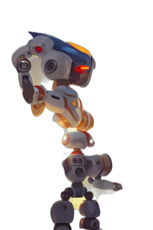 robot, weapon, staff, creature, concept art, 3d render, cyberpunk, pixel art transparent PNG cut-out