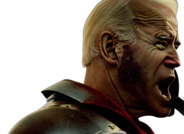 face, cinematic, film, still, joe, biden, leonidas, shouting transparent PNG cut-out