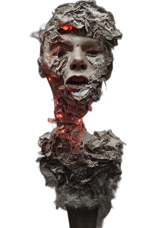 face, mask, creature, hair, 3d render, concept art, photorealistic, dark transparent PNG cut-out