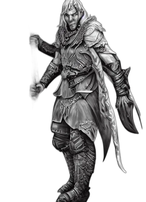 staff, sword, weapon, mask, concept art, fantasy art, pencil sketch, comic book art transparent PNG cut-out