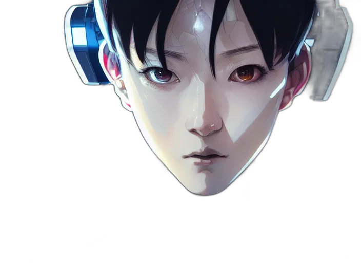 robot, mask, face, creature, concept art, anime, comic book art, cyberpunk transparent PNG cut-out