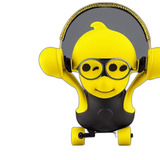 mask, robot, 3d render, concept art, cartoon, cyberpunk, banana, wearing transparent PNG cut-out