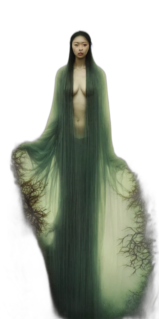 dress, hair, creature, mask transparent PNG cut-out