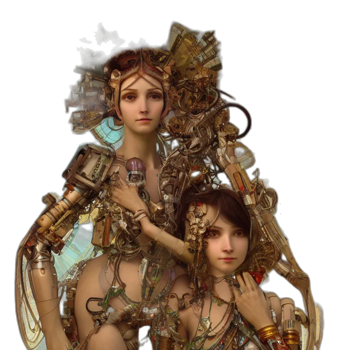 jewelry, staff, crown, robot, fantasy art, concept art, 3d render, photorealistic transparent PNG cut-out