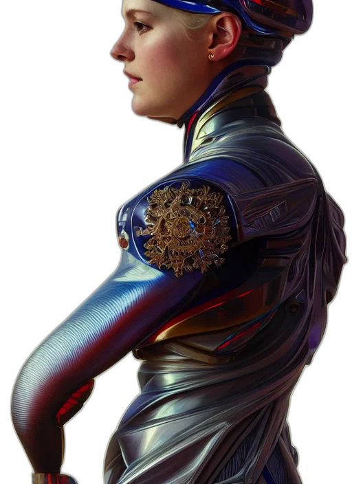 robot, jacket, sword, crown, concept art, fantasy art, photorealistic, cyberpunk transparent PNG cut-out