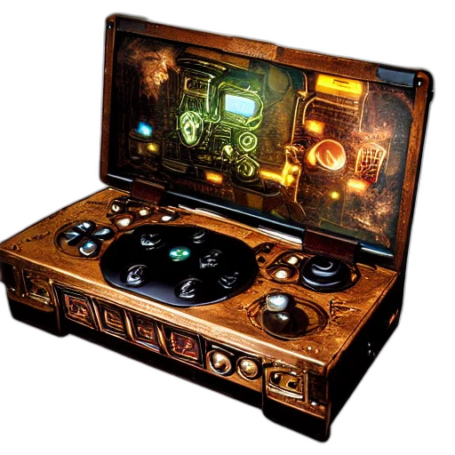 concept art, steampunk, gaming, console, digital, art, product, photo transparent PNG cut-out