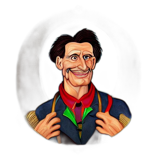 face, staff, jacket, cartoon, 3d render, pixel art, concept art, portrait transparent PNG cut-out