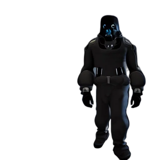 mask, robot, jacket, staff, 3d render, concept art, dark, cyber transparent PNG cut-out