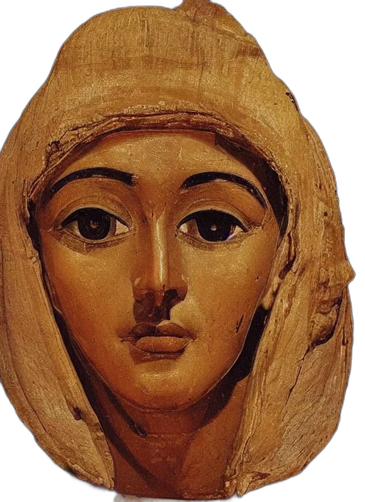 face, mask, jewelry, crown, photorealistic, oil painting, 3d render, fayum transparent PNG cut-out